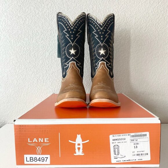 Lane RODEO HOUSTON Mens Cowboy Boots Size 13B Brown Leather Western Blunt Toe - Picture 10 of 11